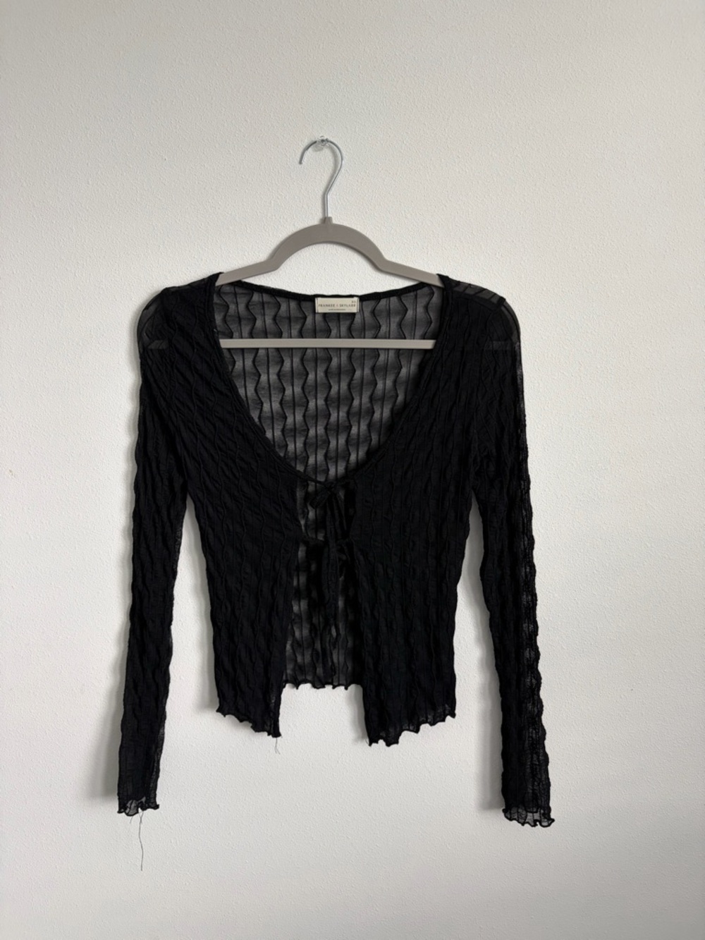 Sheer Black Tie-Front Women's Blouse